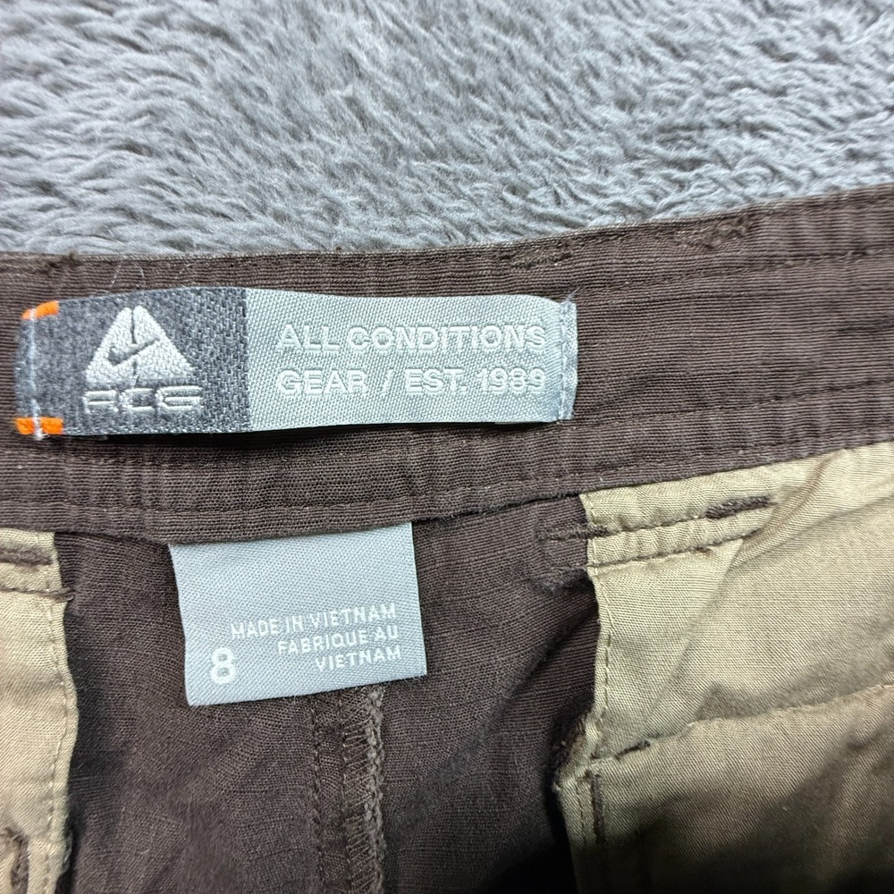 Vintage Y2K Nike ACG Womens Ripstop Roll Tab Shorts Size 8 Brown Outdoor Hiking - Picture 4 of 7